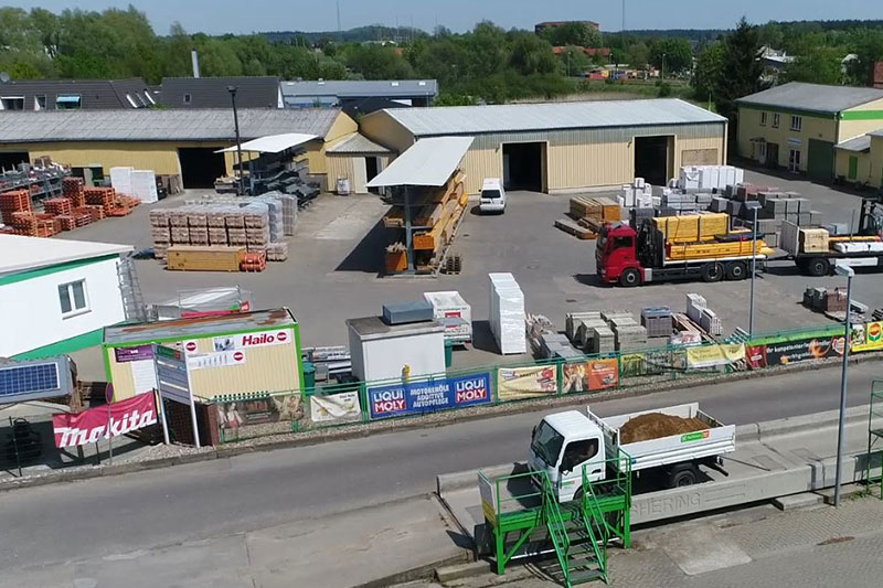 Baustoffhandel Lübz mit großem Außenlager für Roh- und Hochbau Baustoffe aller Art.